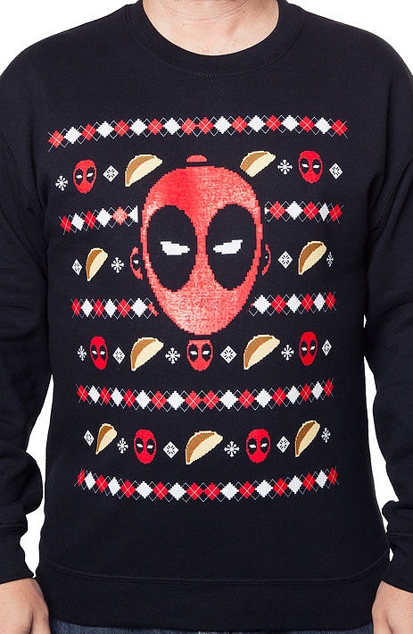 Christmas Taco Deadpool Faux Ugly Sweater