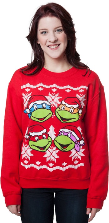 Faces Ninja Turtle Faux Christmas Sweater Image2