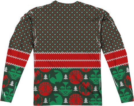 Kiss Sublimated Ugly Faux Christmas Sweater Long Sleeve Tee Rear