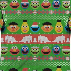 Sesame Street Sublimated Ugly Faux Christmas Sweater Long Sleeve Tee