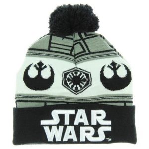 Star Wars 7 Embossed Logo vs Fairisle Cuff Knit Pom Beanie