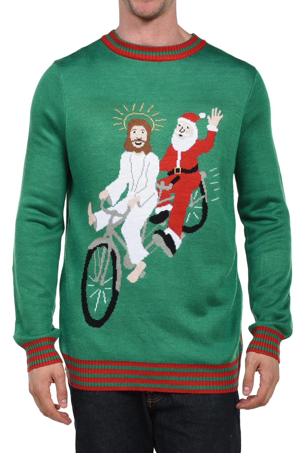 Bearded Besties Jesus and Santa Christmas Sweater Image2